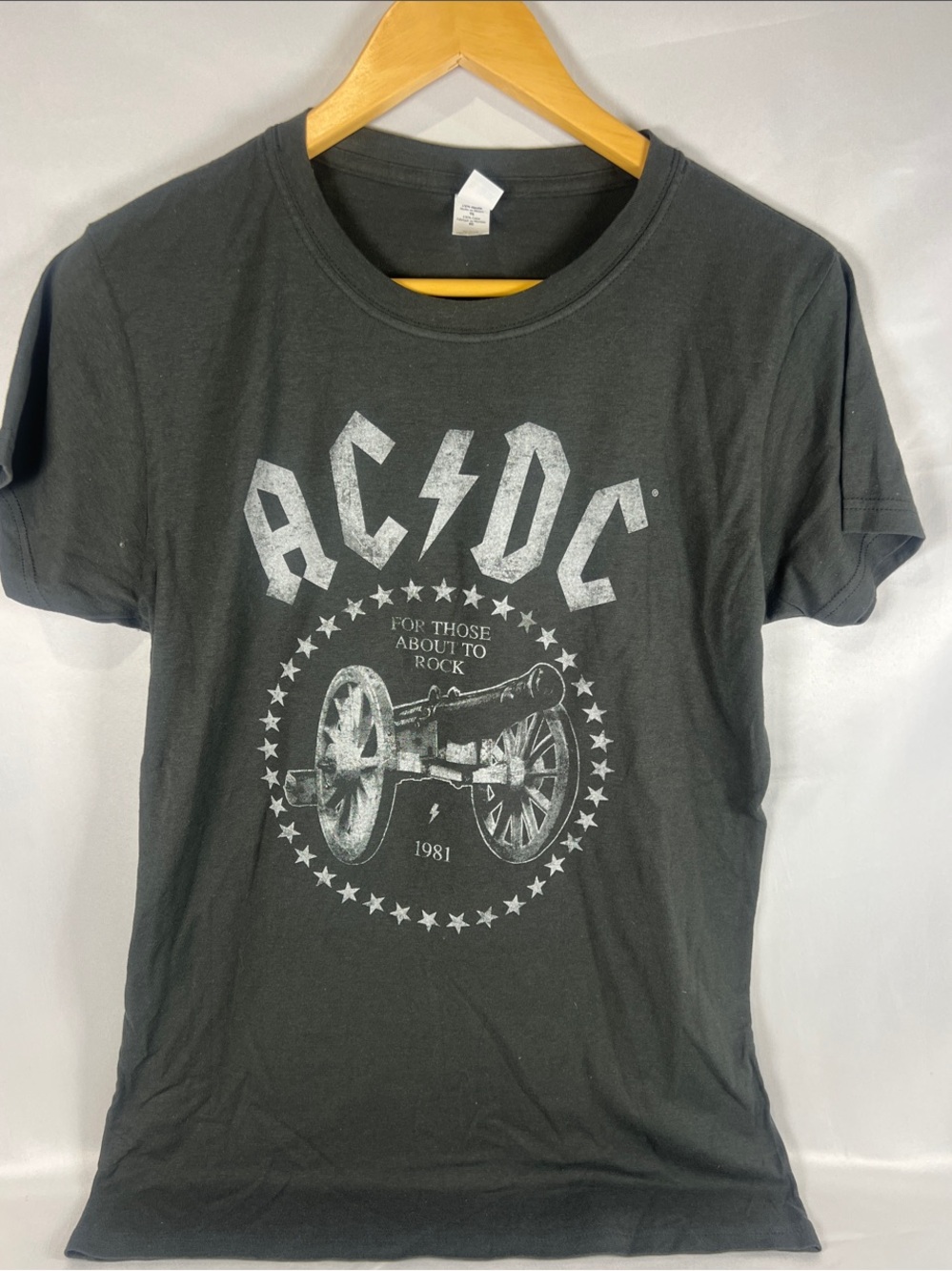 AC/DC Black Short Sleeve Graphic Tee with Cannon Emblem